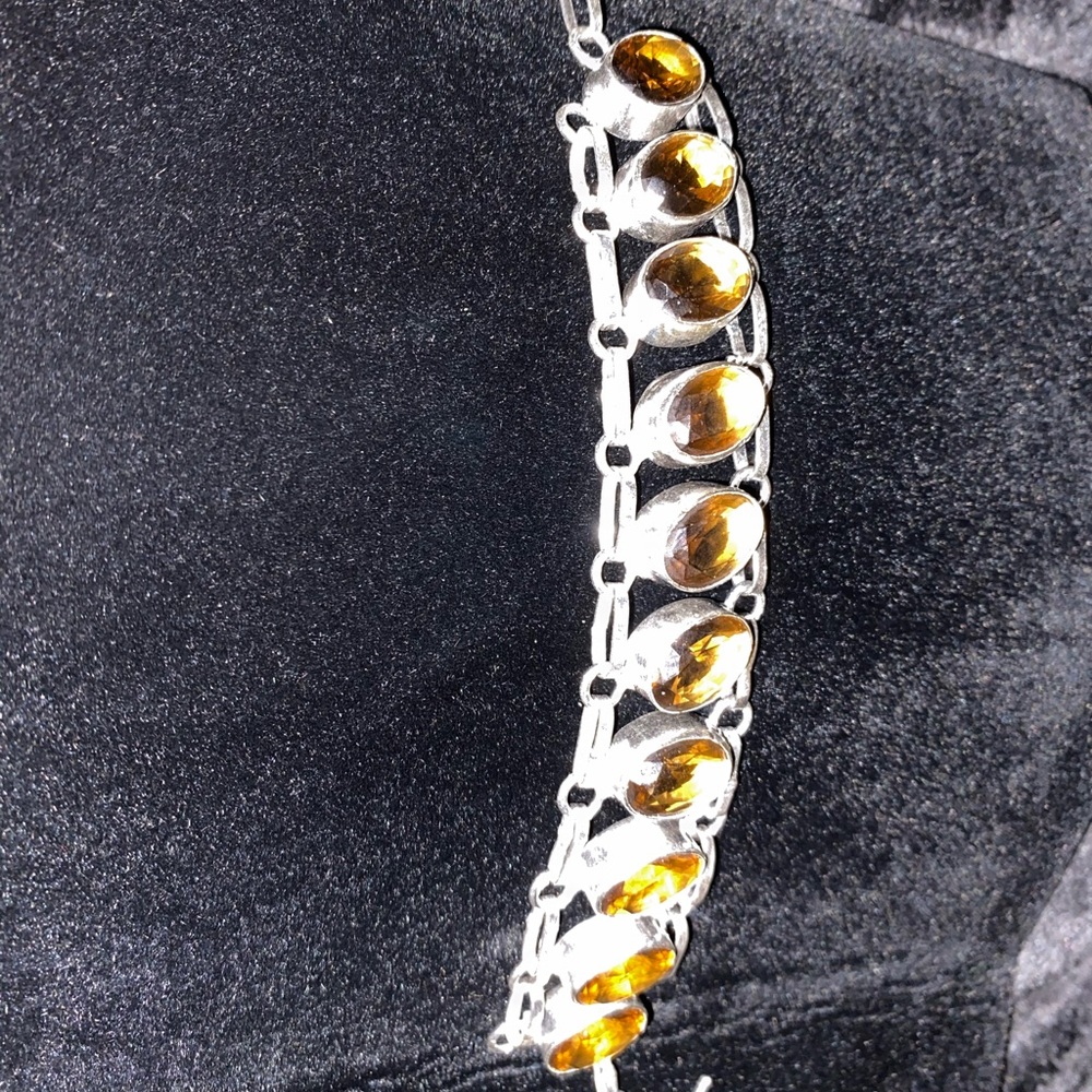 925 silver artisan Smokey Quartz toggle bracelet